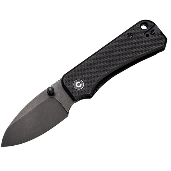 CIVIVI Baby Banter Flipper Folding Knife, Black Handle and Black Stonewashed Blade