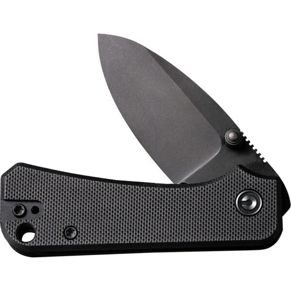 CIVIVI Baby Banter Flipper Folding Knife, Black Handle and Black Stonewashed Blade