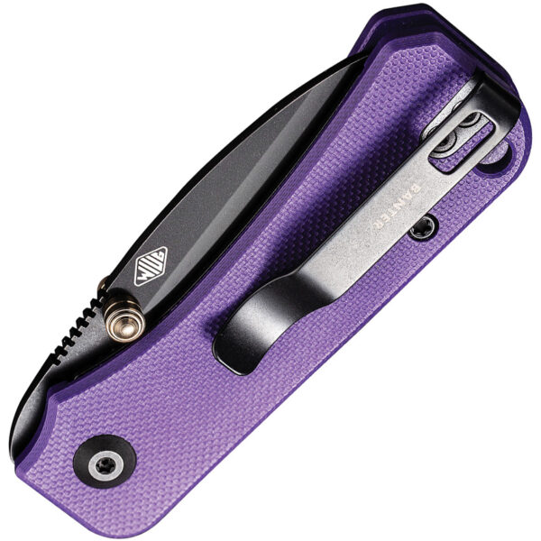 CIVIVI Baby Banter Flipper Folding Knife, Purple Handle and Black Stonewashed Blade
