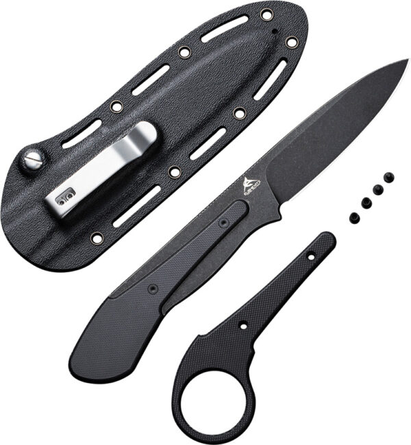 CIVIVI Varius Fixed Blade Knife, Black Handle and Black Stonewashed Blade
