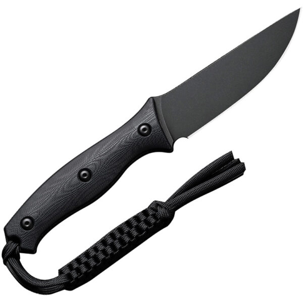 CIVIVI Stormridge Fixed Blade Knife, Black Handle and Black Stonewashed Blade