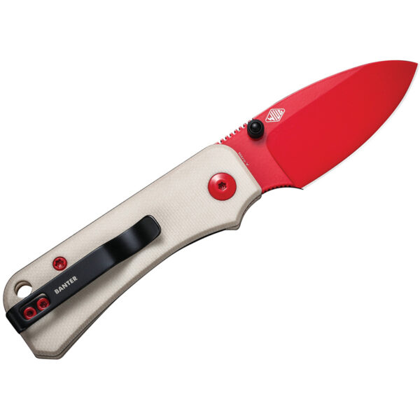 CIVIVI Baby Banter Flipper Folding Knife, Ivory G10 Handles and Red Blade