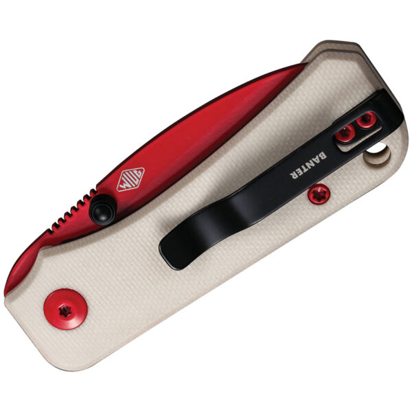 CIVIVI Baby Banter Flipper Folding Knife, Ivory G10 Handles and Red Blade