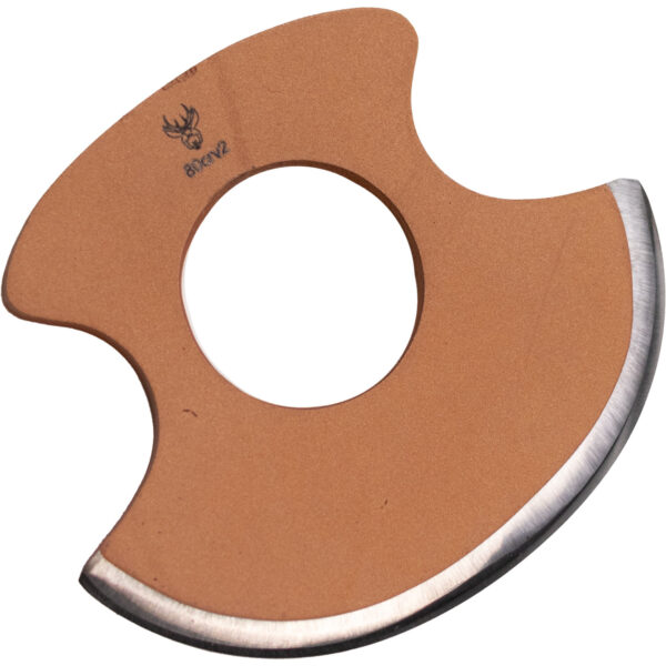 Jackalope Knives Jenglott blade partially concealed in black Kydex sheath with dual eyelets — compact utility axe-style cutter