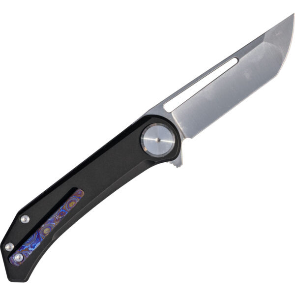Aurora Knife and Tool Dark Truffle Folding Knife (Black PVD / Satin / Timascus Hardware)