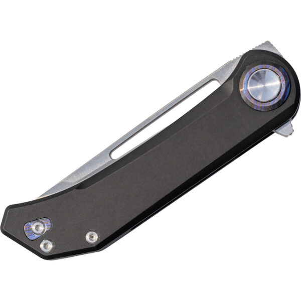 Aurora Knife and Tool Dark Truffle Folding Knife (Black PVD / Satin / Timascus Hardware)