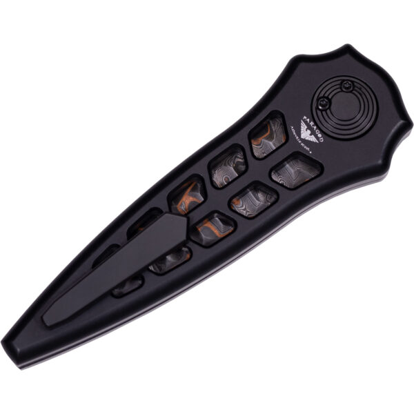 Paragon Knives Warlock Enchanter Folding Knife (Black Aluminum / Baker Forge Raindrop)
