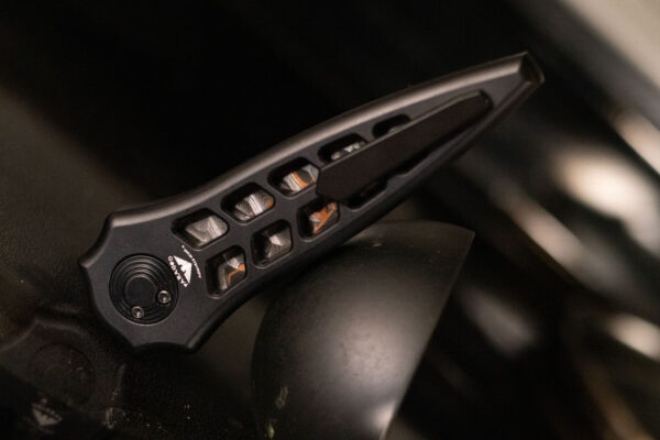 Paragon Knives Warlock Enchanter Folding Knife (Black Aluminum / Baker Forge Raindrop)