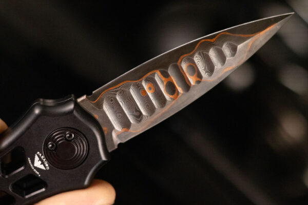 Paragon Knives Warlock Enchanter Folding Knife (Black Aluminum / Baker Forge Raindrop)