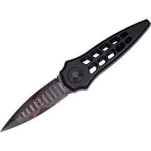 Paragon Knives Warlock Enchanter Folding Knife (Black Aluminum / Baker Forge Raindrop)