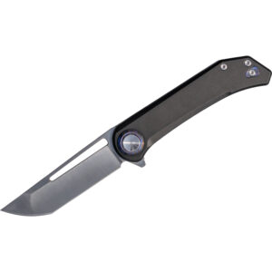 Aurora Knife and Tool Dark Truffle Folding Knife (Black PVD / Satin / Timascus Hardware)