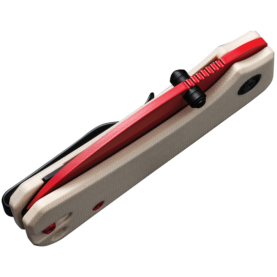 CIVIVI Baby Banter Flipper Folding Knife, Ivory G10 Handles and Red Blade