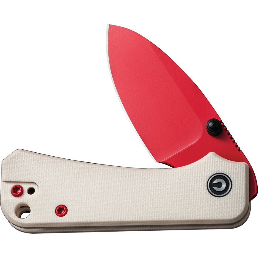 CIVIVI Baby Banter Flipper Folding Knife, Ivory G10 Handles and Red Blade