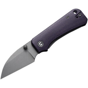 CIVIVI Baby Banter Flipper Folding Knife, Purple Handles and Stonewashed Blade