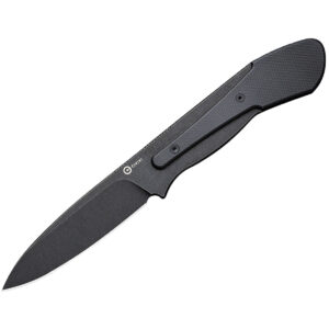 CIVIVI Varius Fixed Blade Knife, Black Handle and Black Stonewashed Blade