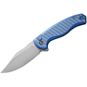 CIVIVI Stormhowl Button Lock Flipper Folding Knife, Blue Handle, Satin Blade