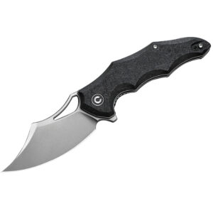 CIVIVI Chiro Flipper Folding Knife, Black Handle and Satin Blade