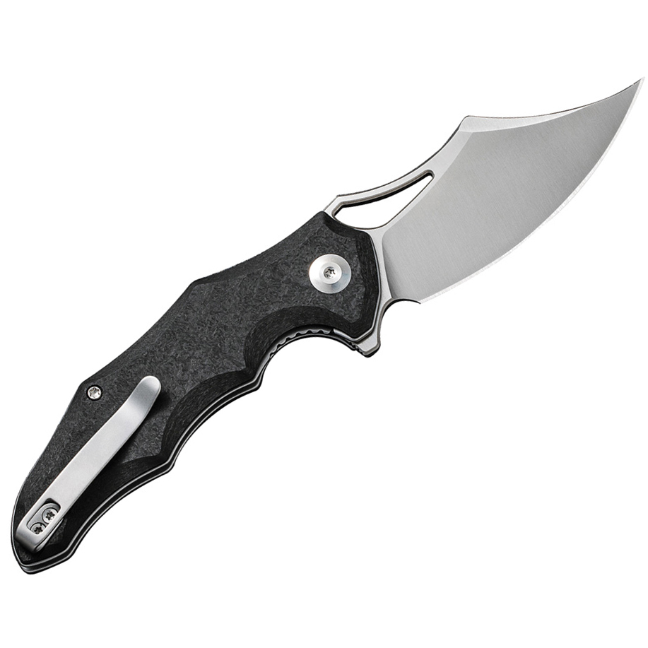 CIVIVI Chiro Flipper Folding Knife, Black Handle and Satin Blade