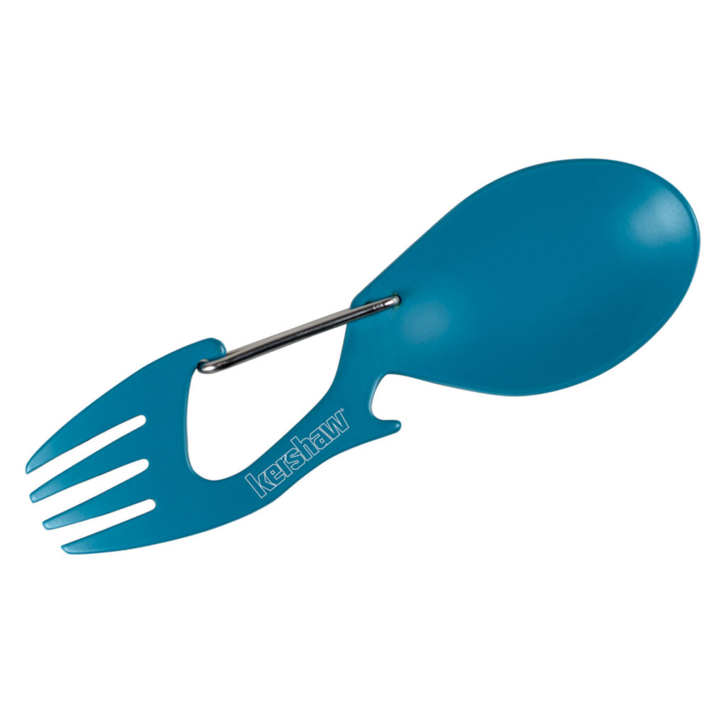 Kershaw Ration Spoon, Bottle Opener, Fork and Carbiner (1140TEAL)