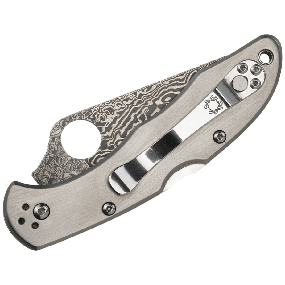 Spyderco Delica 4 Titanium Damascus Folding Knife