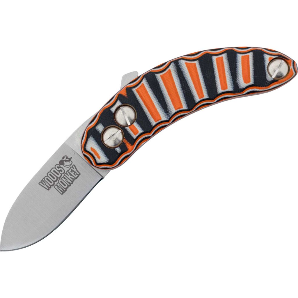 Woods Monkey Black/White/Orange Camo Friction Folder Open