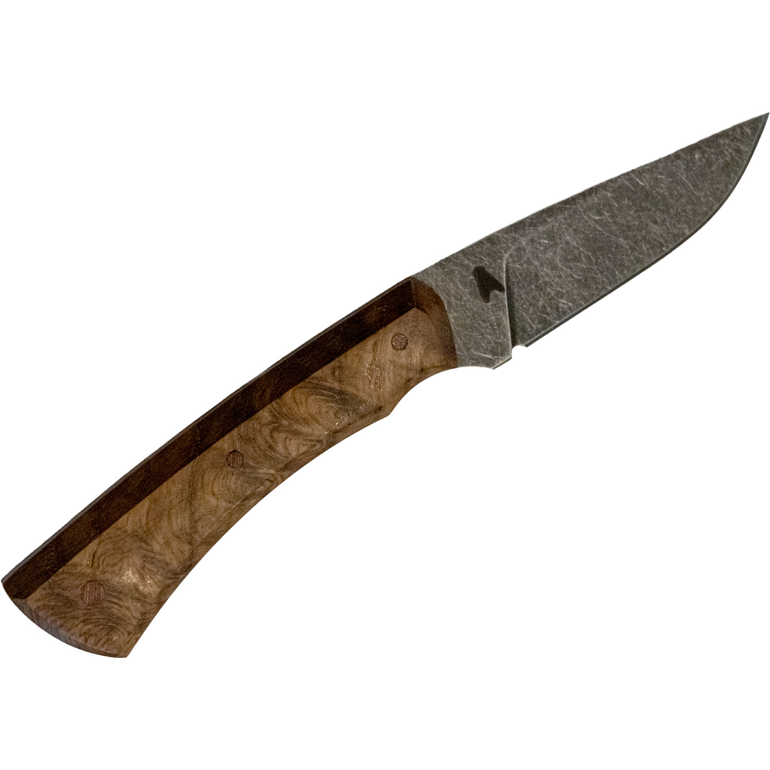 Blackfly Customs Jackal Fixed Blade Knife with Curly Maple Handles