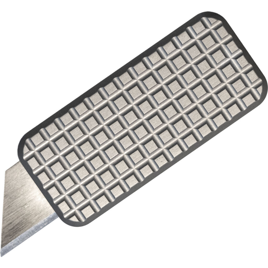 Rivery Manufacturing Zero utility knife grenade pattern gray 6061 aluminum with utility blade deployed