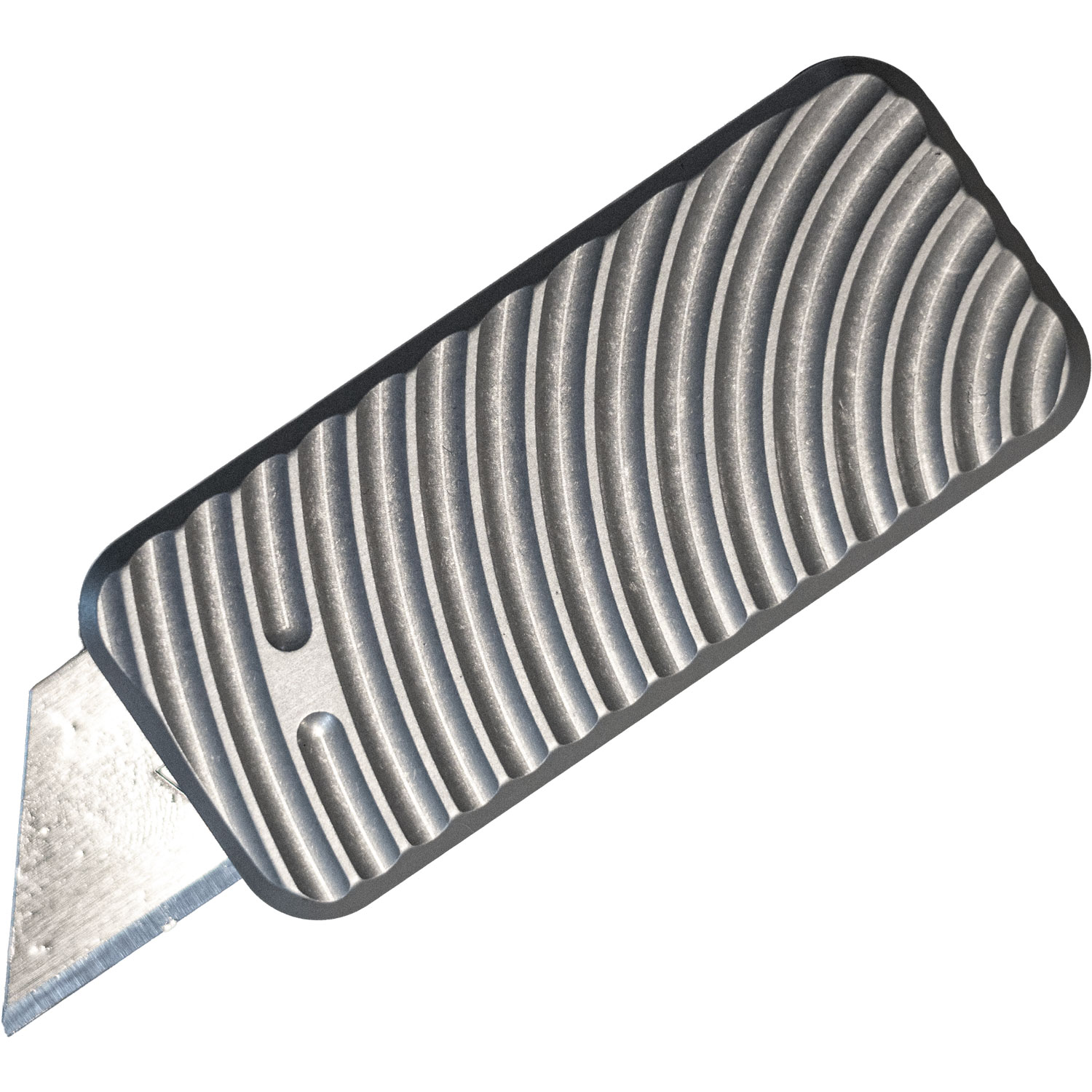 Rivery Manufacturing Zero utility knife original pattern gray 6061 aluminum with utility blade deployed