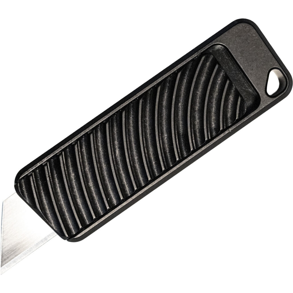 Rivery Manufacturing | Zero-G Utility Knife | Original Pattern Black Aluminum w/ Lanyard Hole (ZGO-OTF-U-6061-BLK)