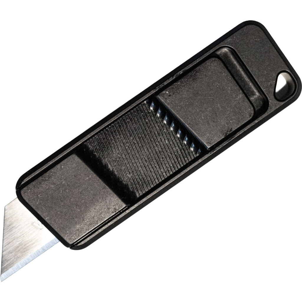 Rivery Manufacturing | Zero-G Utility Knife | Smooth Operator Black Aluminum w/ Lanyard Hole (ZGS-OTF-U-6061-BLK)