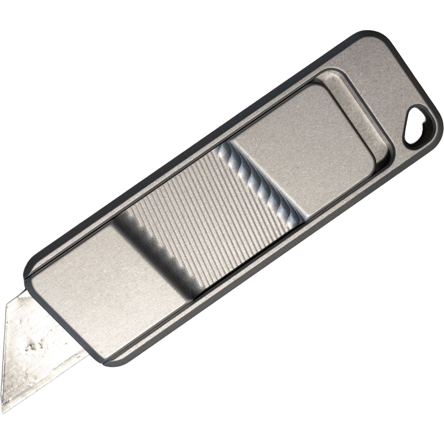 Rivery Manufacturing | Zero-G Utility Knife | Smooth Operator Gray Aluminum w/ Lanyard Hole (ZGS-OTF-U-6061-GRAY)